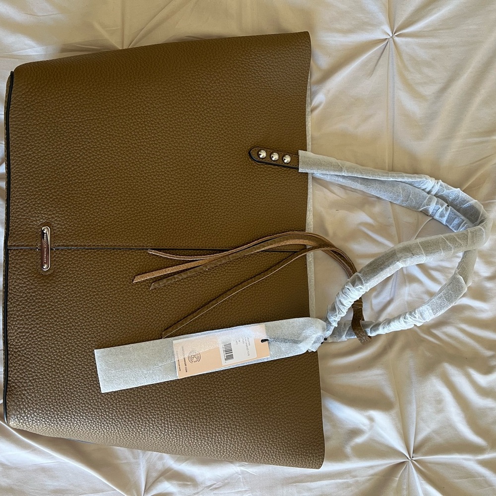 Brown Leather Tote Bag with Tassels